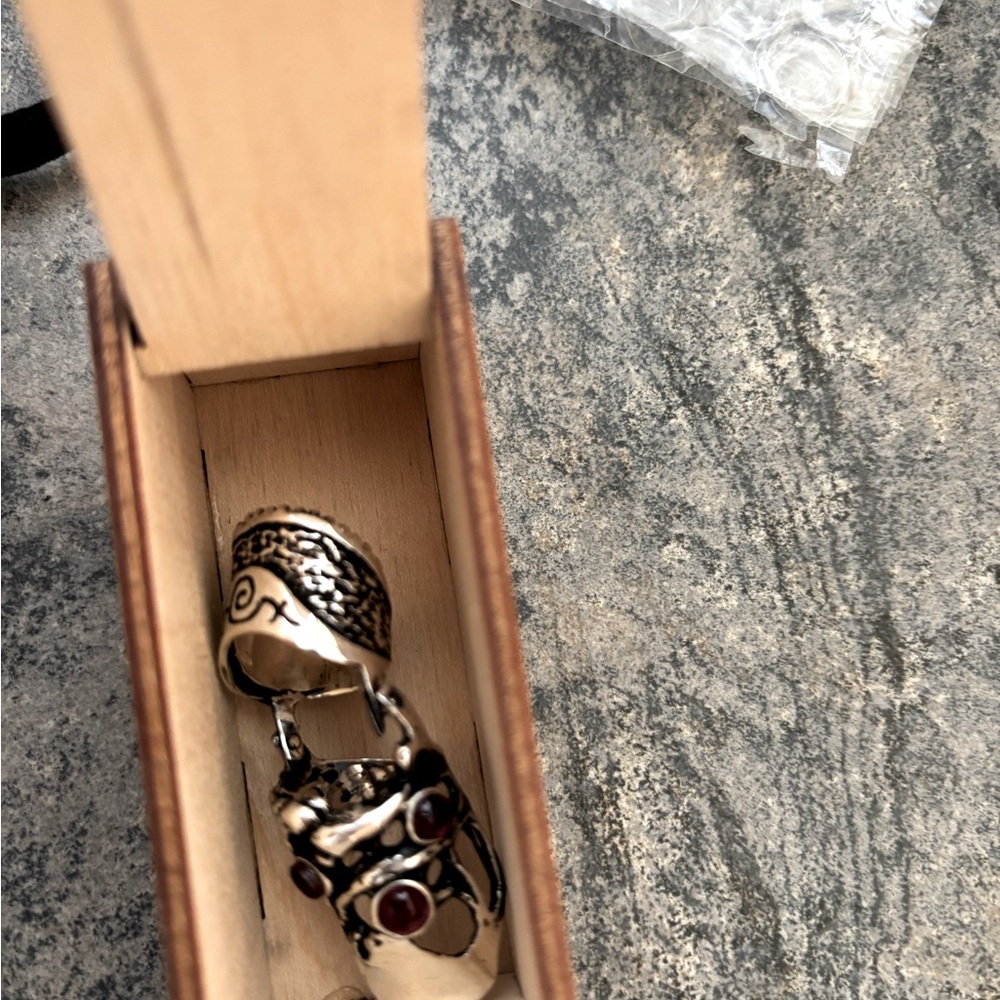 Brand new Silver and garnet armor ring size 4.5/5